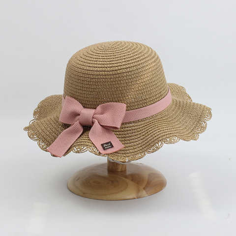 Кепка на плечо для девочек, соломенная уличная пляжная Панама с бантом, розового и желтого цвета, для защиты от солнца, летняя 1005004119745112