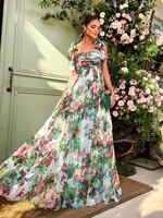 LD LINDA DELLA 2022 дизайнерское летнее платье Макси женское шифоновое платье с бантом на плече богемное платье с цветочным принтом праздничное Элегантное Длинное Платье 1005004126222330