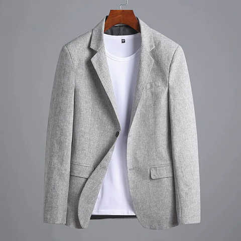 Мужской однотонный пиджак на пуговицах, повседневный свободный деловой пиджак с длинным рукавом, весна-осень 2022 1005004141947045
