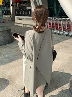 Женский однобортный Блейзер DEAT, свободный пиджак с отложным воротником и длинным рукавом, комбинированный пиджак на спине, модель 17A1533 на лето, 2022 1005004145065922