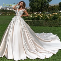 Loverxu, бальное платье принцессы с коротким рукавом, свадебные платья 2024, аппликации из бисера, 3D искусственное украшение 1005004153992001