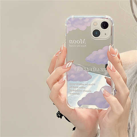 Мягкие зеркальные чехлы с фиолетовым облаком для Iphone 7 8 Plus XR X XS 13Pro 11 12 13 Pro Max XSMAX 12Mini, силиконовый чехол, чехлы 1005004168255930