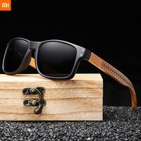 Солнцезащитные очки Xiaomi Мужские поляризационные, роскошные винтажные, в оправе из 100% натурального дерева, бамбуковые, с защитой от ультрафиолета, черные 1005004171107281