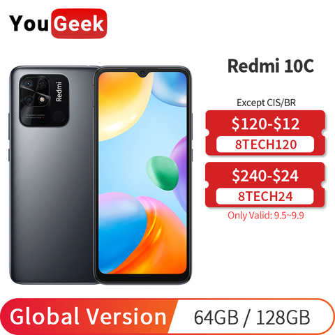 Смартфон Xiaomi Redmi 10C, 4 + 64/128 ГБ, 680 дюйма, 6,71 мАч 1005004177879315