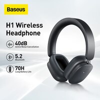 Baseus H1 беспроводные наушники Hybrid 40 дБ ANC 4-микс ENC наушники Bluetooth 5,2 40 мм драйвер HiFi над наушниками 70H время 1005004180867514