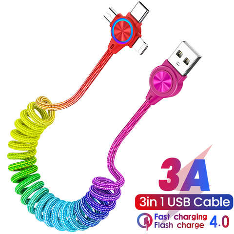 USB-кабель 3 в 1, кабель типа C для Samsung S20, Xiaomi Mi 9, Huawei, кабель 2 в 1 для iPhone 14, 13, 12 Pro Max, зарядное устройство, кабель Micro USB 1005004182252449