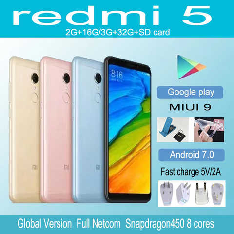 Xiaomi Redmi 5 Смартфон Snapdragon 450 Android мобильный телефон 720x1440 5,7 дюймов 1005004182688752