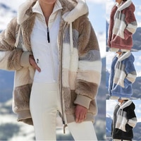 Женское зимнее пальто большого размера 5XL, модная повседневная клетчатая Одежда большого размера d, Женское пальто из овечьей шерсти на молнии с капюшоном, Женское пальто, 2019 1005004188378741