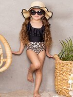 Слитный купальник с леопардовым принтом для маленьких девочек, милый летний купальный костюм с коротким рукавом, пляжная одежда для начинающих ходить детей от 12 месяцев до 5 лет 1005004188856655