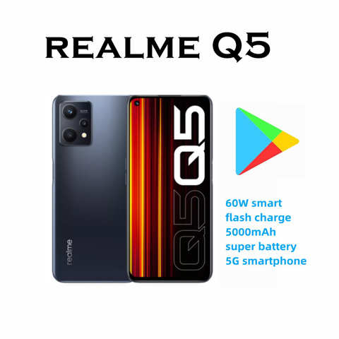 Оригинальный Новый Официальный сотовый телефон Realme Q5 5G, Snapdragon695, 6,6 дюйма, 120 Гц, 5000 мАч, 60 Вт, видеорегистратор с камерой 50 МП, Android 12 1005004194459709