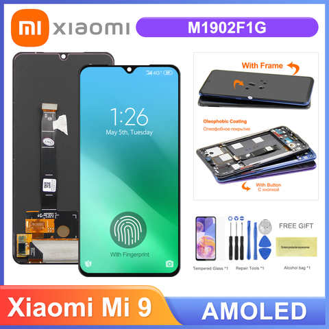 ЖК-дисплей 6,39 ''Super AMOLED с отпечатком пальца для Xiaomi Mi 9 Mi9 M1902F1G, сменный сенсорный экран с дигитайзером 1005004204774195