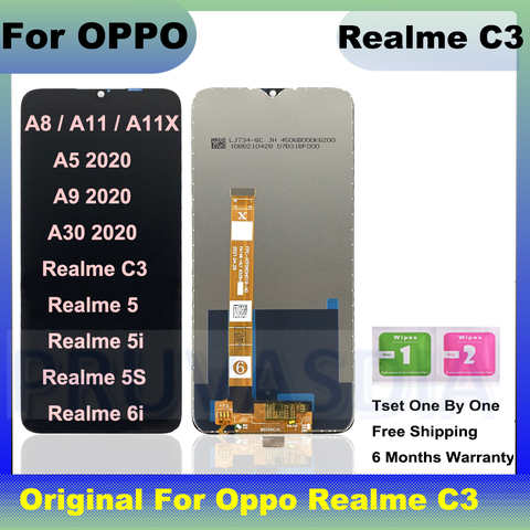 Оригинальный дисплей для OPPO Realme C3, сенсорный экран, дигитайзер, запасные части для A5 A9 2020 Realme 5 LCD A11X Realme 6i Realme5S 1005004226055595