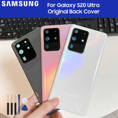 Оригинальный Сменный Чехол для задней панели Samsung Galaxy S20 Ultra 5G, Задняя стеклянная крышка с объективом камеры 1005004226891111