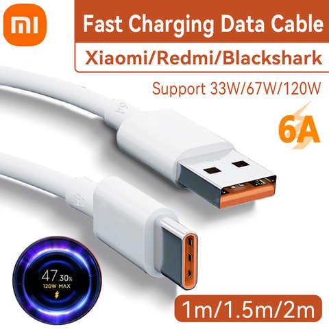 Оригинальный зарядный кабель Xiaomi 120 Вт USB Type-C для Mi 12 11 10 Pro Ultra Lite Redmi Note K50 11 Poco X4 F3 M3 Black Shark 1005004226976843
