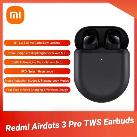 TWS наушники Xiaomi Redmi Airdots 3 Pro, настоящие беспроводные наушники-вкладыши ANC, Bluetooth гарнитура, Беспроводная зарядка, Redmi Buds 3 Pro Наушники 1005004228278165