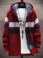 Мужской свитер в полоску FALIZA, плотный флисовый теплый шерстяной кардиган на молнии с капюшоном, джемперы, мужские вязаные свитера с длинным рукавом MXY110 1005004229171766