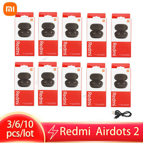 Оригинальные наушники Xiaomi Redmi Airdots 2, 3/6/10 шт., настоящие беспроводные наушники, шумоподавление, гарнитура с микрофоном, Tws, оптовая продажа 1005004235244027