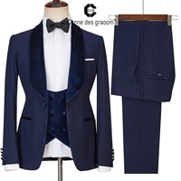 Cenne Des Graoom 2022 Новый дизайн темно-синий блестящий бархатный цвет блейзер для мужчин подарок свадебвечерние Вечеринка Блейзер жилет брюки комплект из 3 предметов 1005004243847857