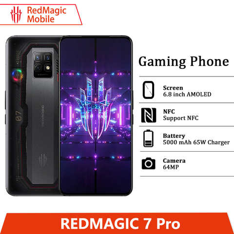 Игровой чип-смартфон глобальная версия Nubia REDMAGIC 7 pro, 6,8 дюйма, 120 Гц, AMOLED, камера 64 мп, 65 Вт, быстрая зарядка, аккумулятор 5000 мАч 1005004247639970