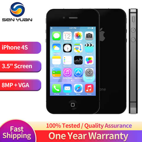 Оригинальный мобильный телефон Apple IPhone 4S 3G разблокированный б/у дисплей 3,5 дюйма A5 двухъядерный 8 Мп WIFI GSM WCDMA GPS сенсорный экран смартфон 1005004249873545
