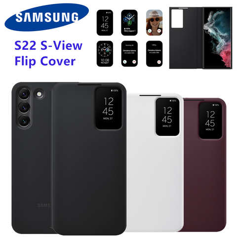 Оригинальный чехол-книжка для Samsung S22 Ultra Smart View для Samsung Galaxy S22 +/S22 Plus, зеркальный светодиодный чехол для телефона, S-образные чехлы 1005004253379571