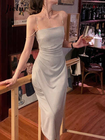 Элегантное летнее платье-миди Jielur на бретелях-спагетти, женское сексуальное облегающее платье для выпускного вечера, вечеринки, дня рождения, клуба, модная одежда 1005004254215288