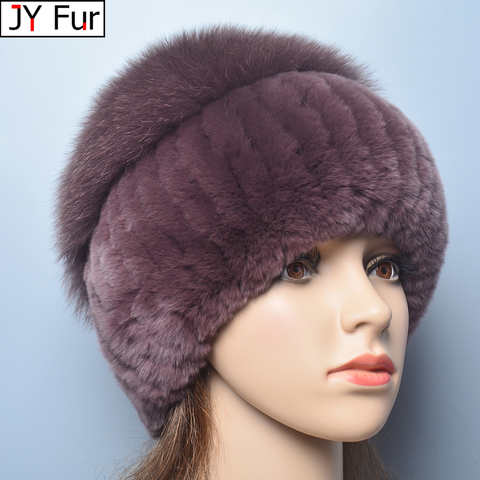 Женская зимняя шапка в русском стиле из натурального меха, женская теплая вязаная шапка-бомбер из натурального Лисьего меха 1005004256014541
