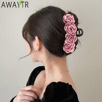 Заколка-краб женская с цветком розы, элегантный зажим для волос, аксессуар для укладки волос с тканью 1005004265487164