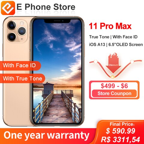 Разблокированный смартфон Apple iphone 11 pro max, 64 Гб ПЗУ, A13 Bionic chip, экран 6,5 дюйма OLED, поддержка распознавания лица, камера 12 МП 1005004265810909