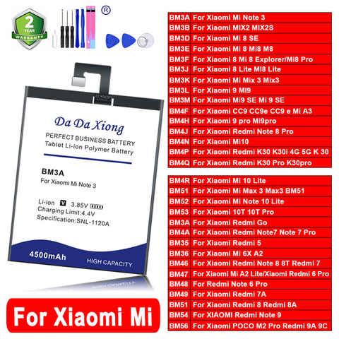 Аккумулятор DaDaXiong для Xiaomi Note 7 10 10T Pro Redmi Go 5 Mi 6X A2 2 3 5 6 8 Lite CC9e K30i Max BN46 BN47 48 49 51 54 56 BM3K 1005004266706358