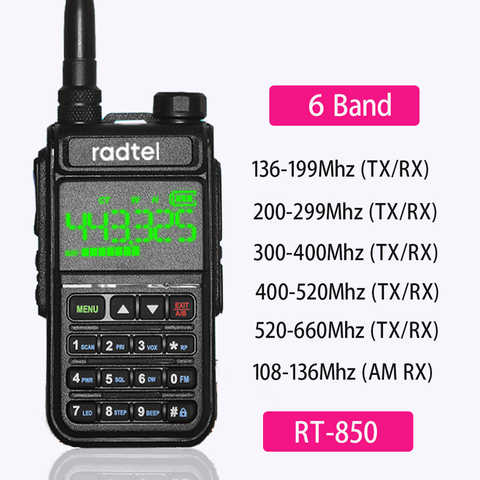 Радиостанция двухсторонняя радиосвязь для любителей Radtel RT-850 6 диапазонов, 108 каналов, полнодиапазонная радиостанция, 660-МГц, полицейская рация, морская рация 1005004267850248