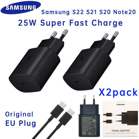 Оригинальное зарядное устройство для Samsung, зарядное устройство 25 Вт, супер быстрая зарядка, европейская вилка, кабель Usb Type C для Samsung Galaxy S22 5g S21 S20 Fe M62 M22 1005004271412258