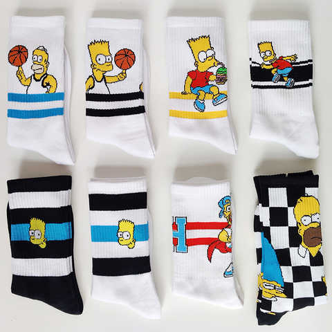 Новинка, мужские носки Simpsons, веселые парные белые носки, баскетбольный рисунок, мужские бриллианты 1005004278174253
