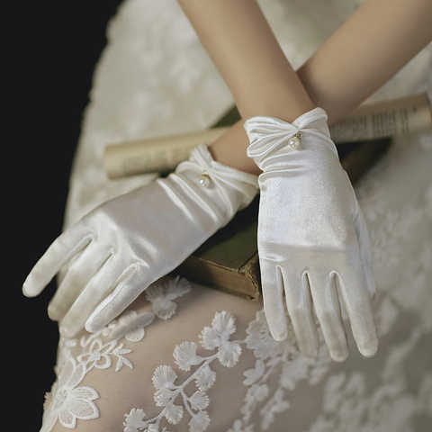 Белые перчатки для фотостудии Свадьбы Атласные женские свадебные перчатки 1005004279556392