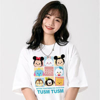 Женская хлопковая футболка с коротким рукавом, свободная Универсальная футболка с принтом Микки-Мауса в Корейском стиле для студентов, лето 2022 1005004280078614