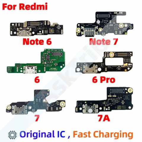 Оригинальная USB-зарядная плата для быстрой зарядки с разъемом для микрофона, печатной платы, док-станция с гибким кабелем для Xiaomi Redmi Note 6, 7, 6A, 7A Pro Plus док-станция 1005004287607807