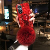 Роскошный чехол с меховым помпоном и ремешком для Huawei Nova 9 Pro, держатель для телефона, силиконовый чехол для Nova 9 SE, 8i, 7i, 5T, Honor 50 Pro, оболочка, чехлы 1005004306895365