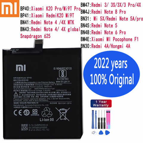 Новый 100% Оригинальный аккумулятор для Xiaomi MI Redmi Note K20 K30 Pro 5 7 8 9 9S 9T 10 10X 10T 10X 11T 11 Ultra 11T POCO X3 F2 4X Pro 1005004311604772