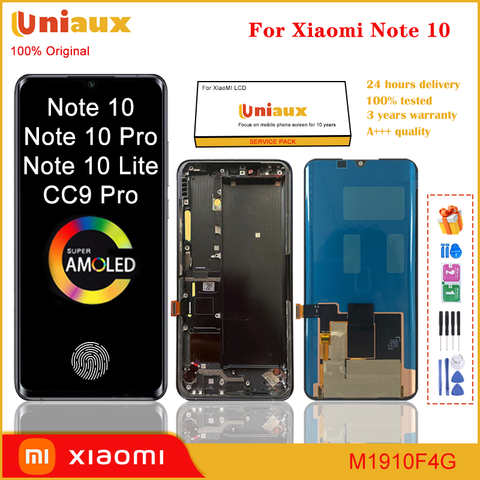 Оригинальный AMOLED дисплей 6,47 дюйма для Xiaomi Mi Note 10, ЖК-дисплей Note10 Pro, сенсорный экран, дигитайзер, сменный ЖК-дисплей для Xiaomi note10 CC9 Pro 1005004311770083