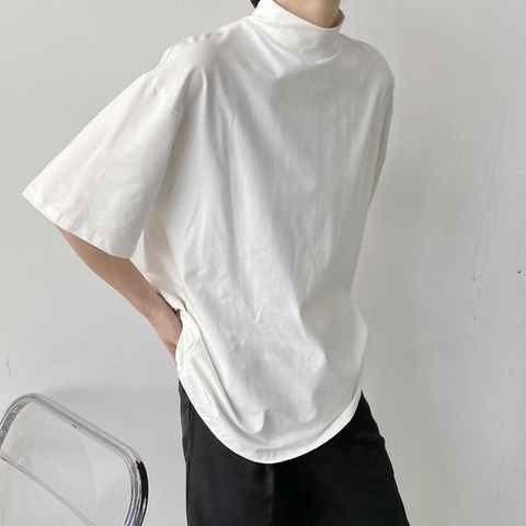Водолазка мужская с коротким рукавом, мягкий однотонный Свитшот оверсайз, модная повседневная универсальная уличная одежда в Корейском стиле Харадзюку, на лето 1005004325852239