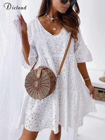 DICLOUD летнее платье для женщин 2022 элегантное белое открытое свободное платье для свадебной вечеринки повседневное праздничное платье для беременных в Корейском стиле Vestido 1005004329057340