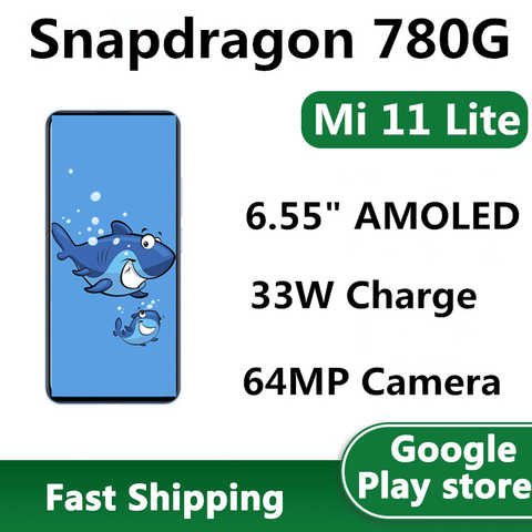 Телефон Xiaomi Mi 11 Lite, телефон с экраном 6,55 дюйма AMOLED 90 Гц, камера 780 МП, зарядка 33 Вт, Snapdragon 11,0G, Android, глобальная версия 1005004347926490