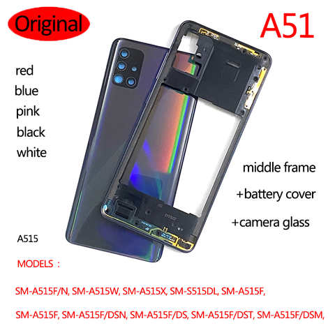 Оригинальный A51 для Samsung Galaxy A51 2020 A515F чехол для аккумулятора корпус шасси средняя рамка задняя крышка + объектив камеры запасные части 1005004356796191