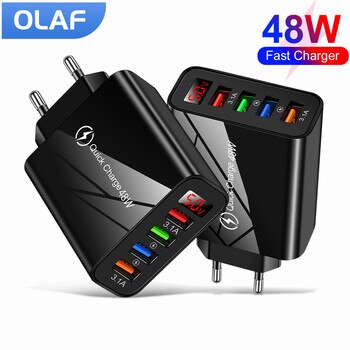 Olaf ЖК-дисплей USB зарядное устройство QC 3,0 Быстрая Зарядка адаптер для iPhone 13 12 Samsung S10 Huawei P30 usb зарядное устройство 1005004375036084