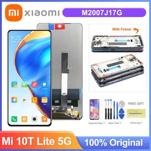 Запасной экран 6,67 ''Mi 10T Lite 5G, для Xiaomi Mi 10T Lite 5G M2007J17G, ЖК-дисплей, цифровой сенсорный экран с рамкой 1005004389245049