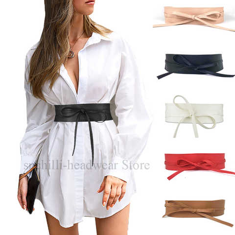 Женский кожаный ремень с бантом, широкие ремни, простой пояс, дизайнерский роскошный брендовый пояс для платья 1005004407398900