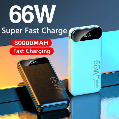 66 Вт сверхбыстрая зарядка 80000 мАч Power Bank для ноутбука Huawei P40 Powerbank портативное внешнее зарядное устройство для iPhone Xiaomi 1005004429303042