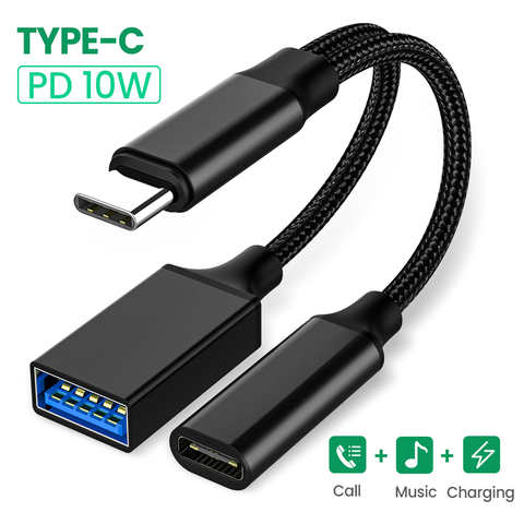 USB C OTG кабель адаптер для телефона 2в1 Тип C папа к USB C женский зарядный порт с USB Женский сплиттер адаптер для Samsung Xiaomi 1005004468613430