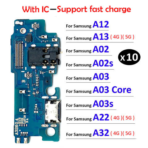 10 шт. USB-порт для зарядки док-станция зарядная плата гибкий кабель для Samsung Galaxy A03 Core A02 A02s A03s A13 A12 A22 A32 4G 1005004472878957
