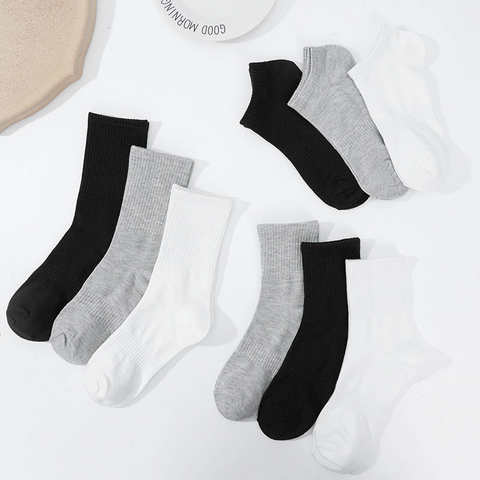 3 пары, женские осенне-зимние модные белые длинные носки без пятки, спортивные носки из чистого хлопка, одноцветные мужские носки, пара длинных носков 1005004502188661